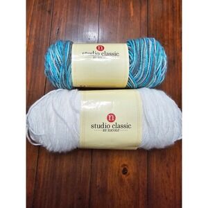 Studio Classic by Nicole Worsted Weight Acrylic Yarn Pale Blue Mix White
